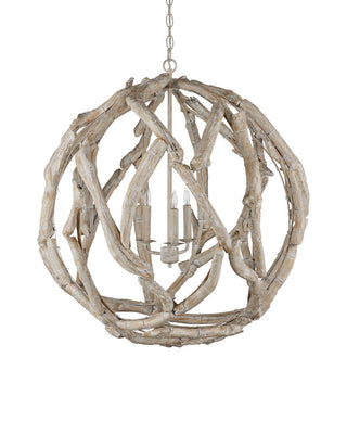 Driftwood Three Light Chandelier in Whitewash