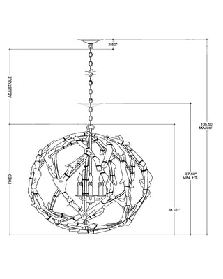 Driftwood Three Light Chandelier in Whitewash