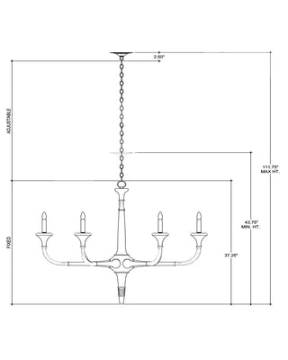 Aleister Six Light Chandelier in Sandstone