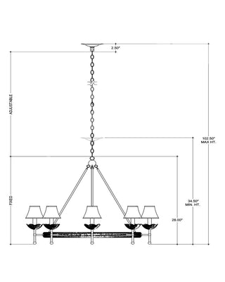 Vichy Eight Light Chandelier in Natural/Contemporary Gold Leaf/Contemporary Gold