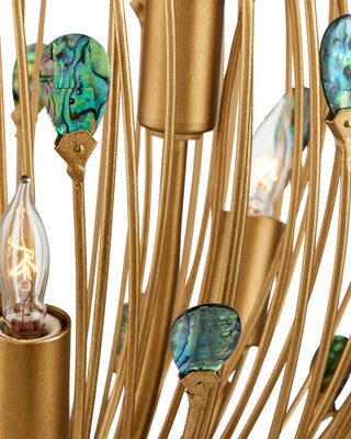 Delphos Six Light Chandelier in Contemporary Gold/Natural