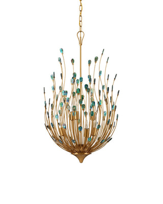 Delphos Six Light Chandelier in Contemporary Gold/Natural