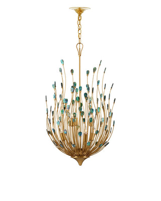 Delphos Six Light Chandelier in Contemporary Gold/Natural
