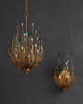 Delphos Six Light Chandelier in Contemporary Gold/Natural