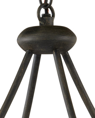 Circumstellar Eight Light Chandelier in Black Iron/Clear