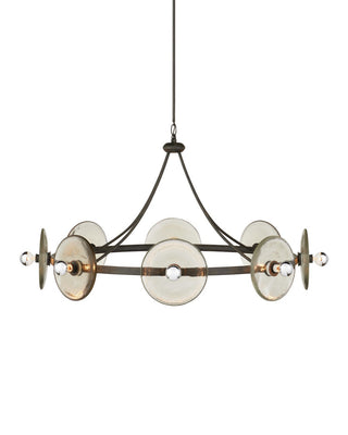 Circumstellar Eight Light Chandelier in Black Iron/Clear