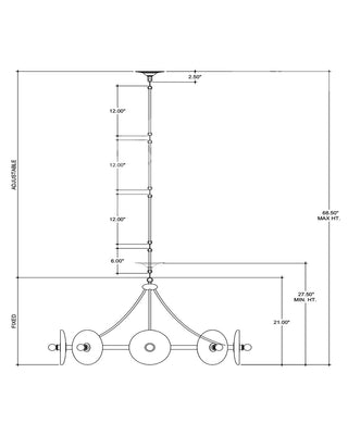 Circumstellar Eight Light Chandelier in Black Iron/Clear