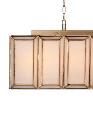 Daze Six Light Chandelier in Antique Brass/White