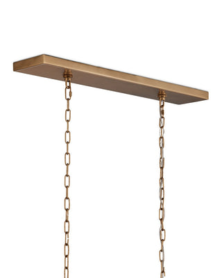 Daze Six Light Chandelier in Antique Brass/White