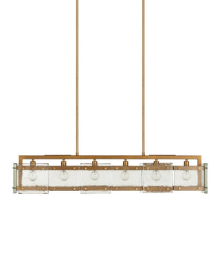 Countervail Six Light Chandelier in Clear/Antique Brass