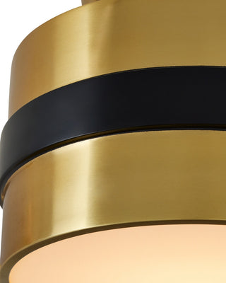 Heybrook Three Light Semi-Flush Mount in Polished Brass/Black/White