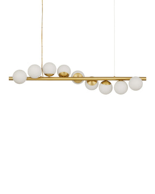 Barcarolle Nine Light Chandelier in Brushed Brass/White