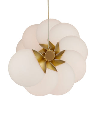 Barcarolle Nine Light Chandelier in Brushed Brass/White