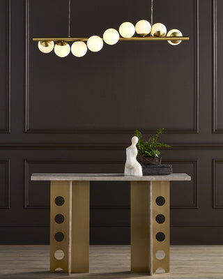 Barcarolle Nine Light Chandelier in Brushed Brass/White