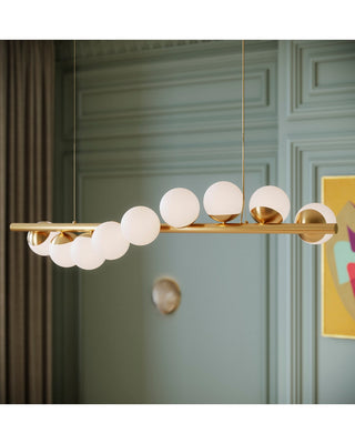Barcarolle Nine Light Chandelier in Brushed Brass/White