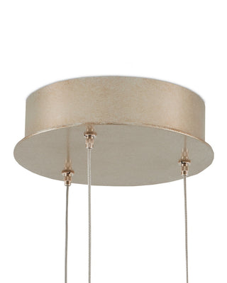 Parish Three Light Pendant in White/Antique Brass/Silver