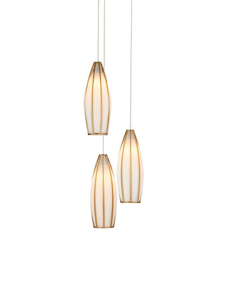 Currey and Company - 9000-1186 - Three Light Pendant - Parish - White/Antique Brass/Silver