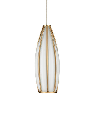 Parish Seven Light Pendant in White/Antique Brass/Silver