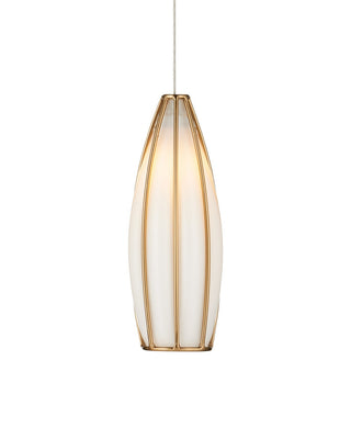 Parish Seven Light Pendant in White/Antique Brass/Silver