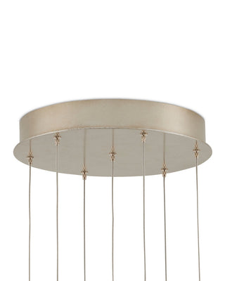 Parish Seven Light Pendant in White/Antique Brass/Silver