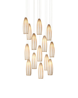 Currey and Company - 9000-1188 - 15 Light Pendant - Parish - White/Antique Brass/Silver