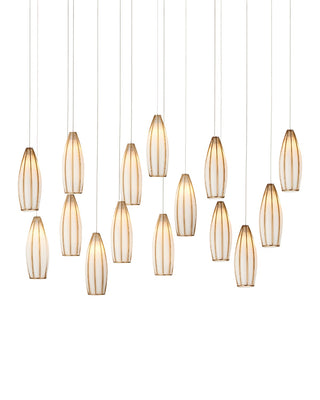 Currey and Company - 9000-1189 - 15 Light Pendant - Parish - White/Antique Brass/Silver