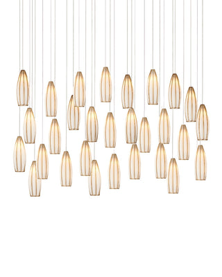Currey and Company - 9000-1190 - 30 Light Pendant - Parish - White/Antique Brass/Silver