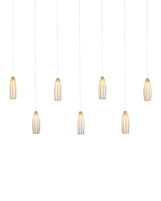 Currey and Company - 9000-1192 - Seven Light Pendant - Parish - White/Antique Brass/Silver