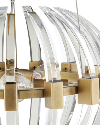 Coquette Three Light Chandelier in Clear/Antique Brass