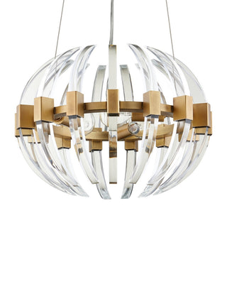 Coquette Three Light Chandelier in Clear/Antique Brass