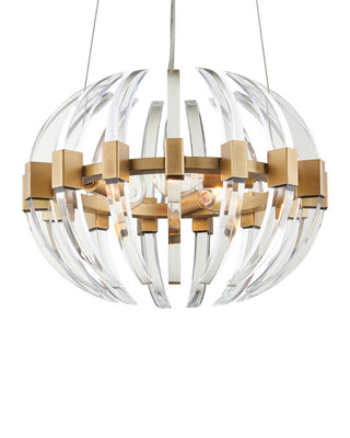 Coquette Three Light Chandelier in Clear/Antique Brass