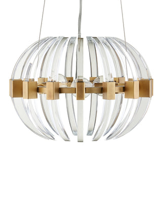 Coquette Three Light Chandelier in Clear/Antique Brass