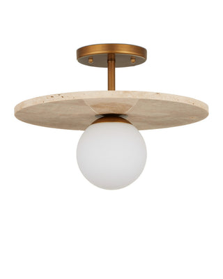 Apricity One Light Semi-Flush Mount in Beige/Antique Brass/Frosted White