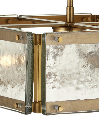 Countervail Four Light Semi-Flush Mount in Clear/Antique Brass