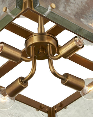 Countervail Four Light Semi-Flush Mount in Clear/Antique Brass