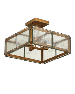 Countervail Four Light Semi-Flush Mount in Clear/Antique Brass