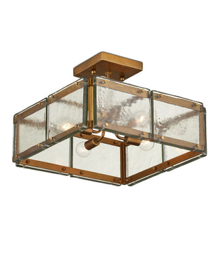Countervail Four Light Semi-Flush Mount in Clear/Antique Brass