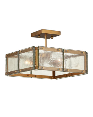 Currey and Company - 9000-1196 - Four Light Semi-Flush Mount - Countervail - Clear/Antique Brass