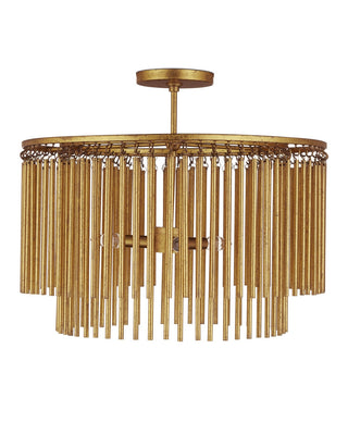Mantra Three Light Semi-Flush Mount in Gold Leaf