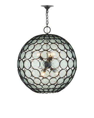 Etude Six Light Chandelier in Clear/Satin Black