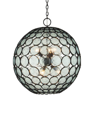 Currey and Company - 9000-1201 - Six Light Chandelier - Etude - Clear/Satin Black