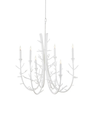 Twiggy Six Light Chandelier in Gesso White