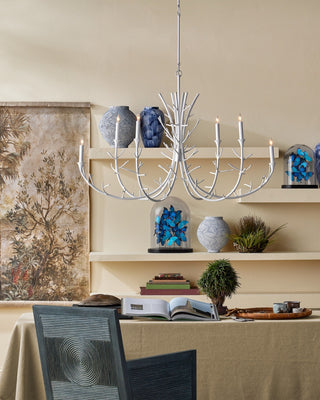 Twiggy Six Light Chandelier in Gesso White