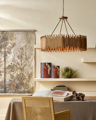 Teahouse Eight Light Chandelier in Natural/Khaki
