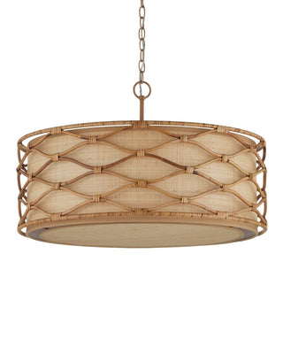 Partita Three Light Pendant in Natural/Saddle Tan