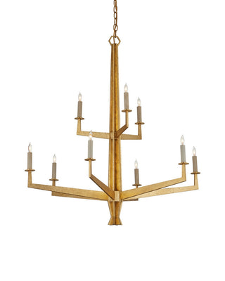 Goldfinch Nine Light Chandelier in Washed Lucerne Gold
