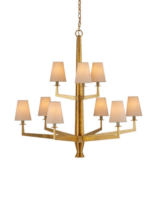 Goldfinch Nine Light Chandelier in Washed Lucerne Gold