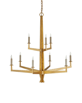 Goldfinch Nine Light Chandelier in Washed Lucerne Gold
