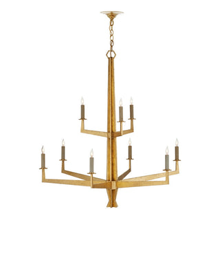 Goldfinch Nine Light Chandelier in Washed Lucerne Gold