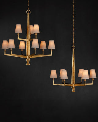 Goldfinch Six Light Chandelier in Washed Lucerne Gold